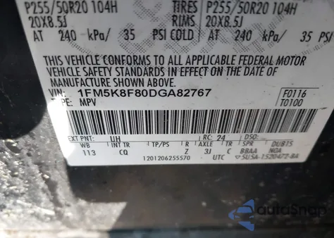 2013 Ford Explorer Limited from USA, damaged, VIN 1FM5K8F80DGA82767